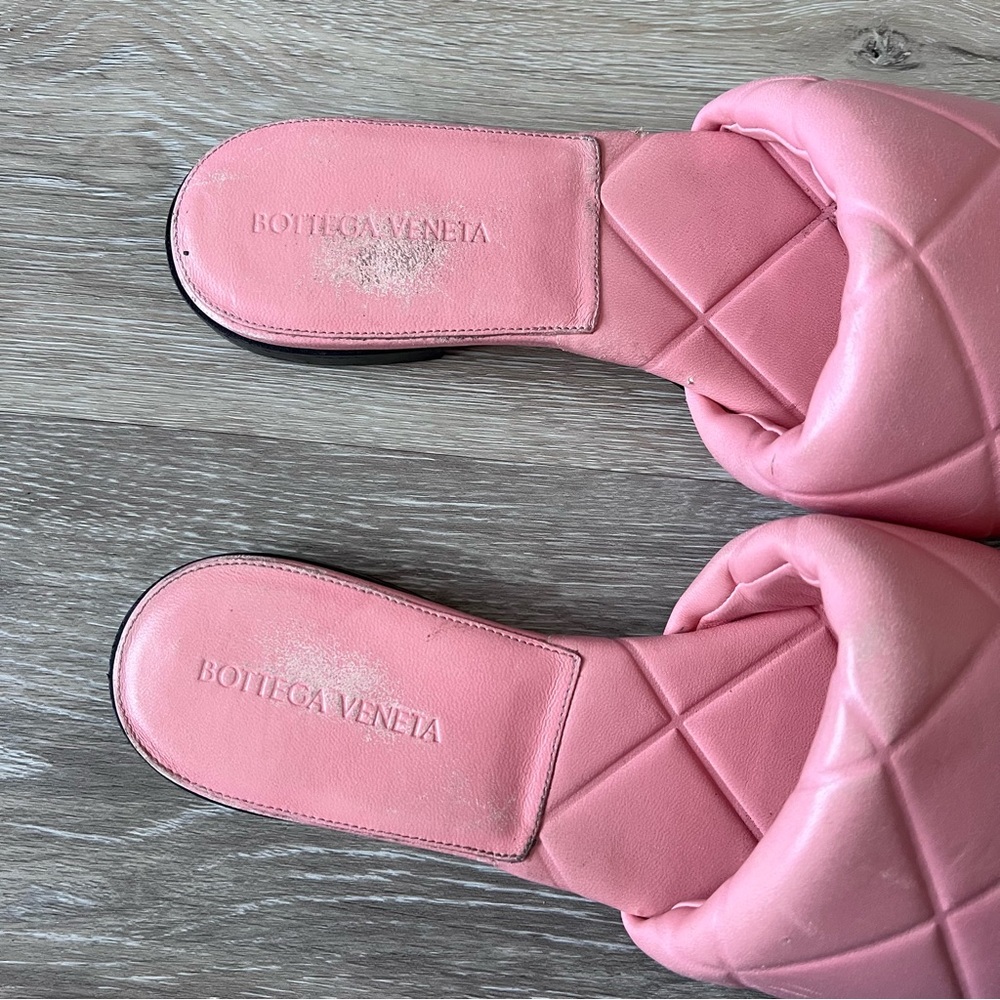 Bottega veneta lido flat sandals pink quilted slides - Picture 4 of 8